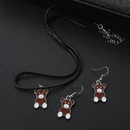 Casual Cute Simple Style Bear Alloy Enamel Unisex Jewelry Set