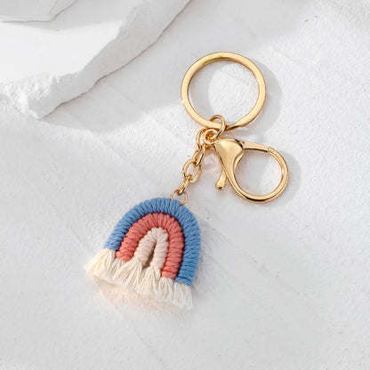 Casual Cute Simple Style Color Block Alloy Cotton Rope Keychain