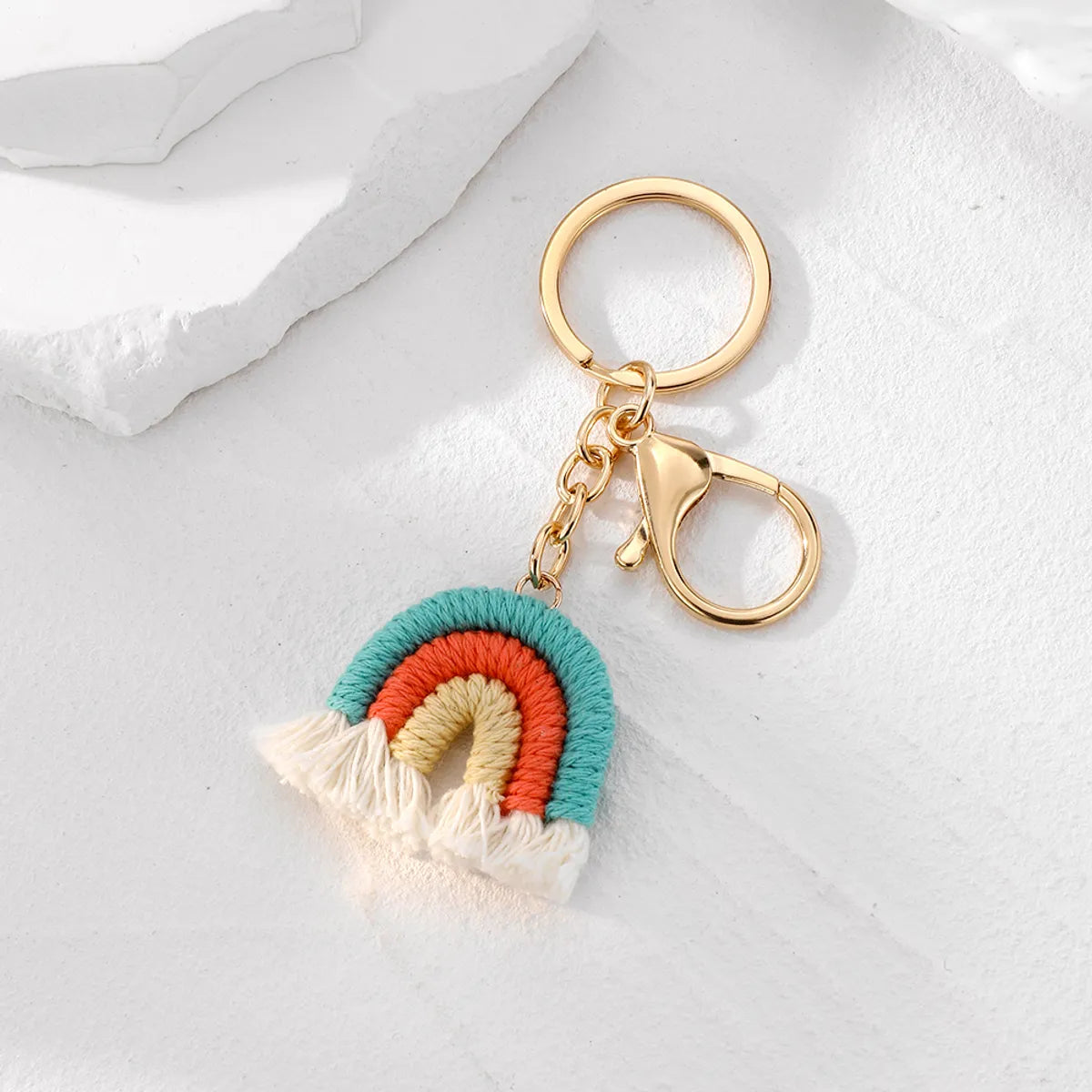 Casual Cute Simple Style Color Block Alloy Cotton Rope Keychain