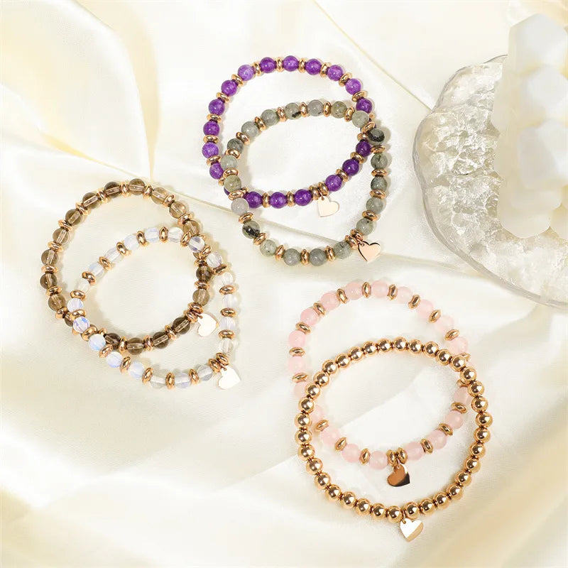 Casual Cute Simple Style Round Stainless Steel Gold Plated Bracelets In Bulk