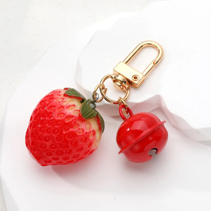 Casual Cute Simple Style Strawberry Bell Alloy Resin Bag Pendant Keychain