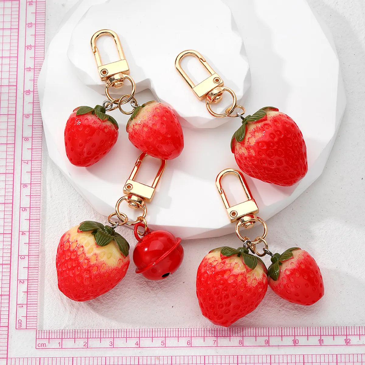 Casual Cute Simple Style Strawberry Bell Alloy Resin Bag Pendant Keychain