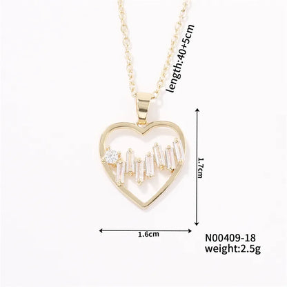 Wholesale Casual Cute Sweet Christmas Tree Heart Shape Snowflake 304 Stainless Steel Copper Plating Inlay K Gold Plated Zircon Pendant Necklace