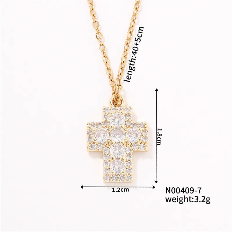 Wholesale Casual Cute Sweet Christmas Tree Heart Shape Snowflake 304 Stainless Steel Copper Plating Inlay K Gold Plated Zircon Pendant Necklace