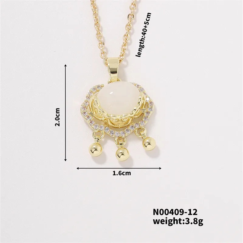 Wholesale Casual Cute Sweet Christmas Tree Heart Shape Snowflake 304 Stainless Steel Copper Plating Inlay K Gold Plated Zircon Pendant Necklace