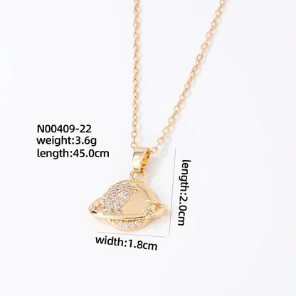 Wholesale Casual Cute Sweet Christmas Tree Heart Shape Snowflake 304 Stainless Steel Copper Plating Inlay K Gold Plated Zircon Pendant Necklace