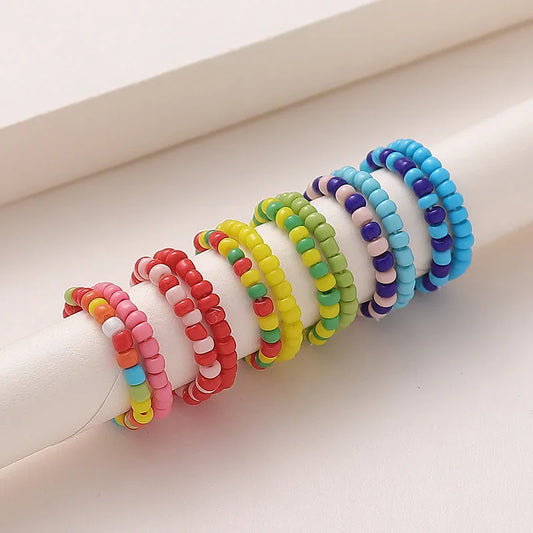 Casual Cute Sweet Circle Arylic Synthetic Resin Seed Bead Beaded Women'S Rings