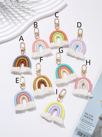 Casual Cute Sweet Rainbow Cotton Bag Pendant Keychain