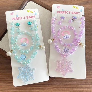 Casual Cute Sweet Snowflake Plastic Resin Beaded Girl'S Jewelry Set