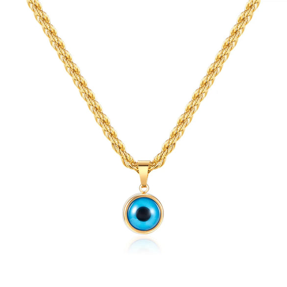 304 Stainless Steel Casual Devil'S Eye Pendant Necklace
