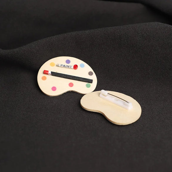 Casual Drawing Board Wood Unisex Brooches