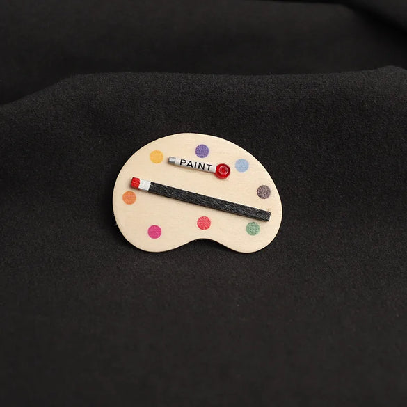Casual Drawing Board Wood Unisex Brooches