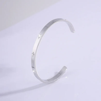 Casual Eight Awn Star Solid Color Titanium Steel Cuff Bracelets In Bulk