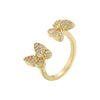 Casual Elegant Butterfly Copper Plating Inlay Zircon 18k Gold Plated Open Rings