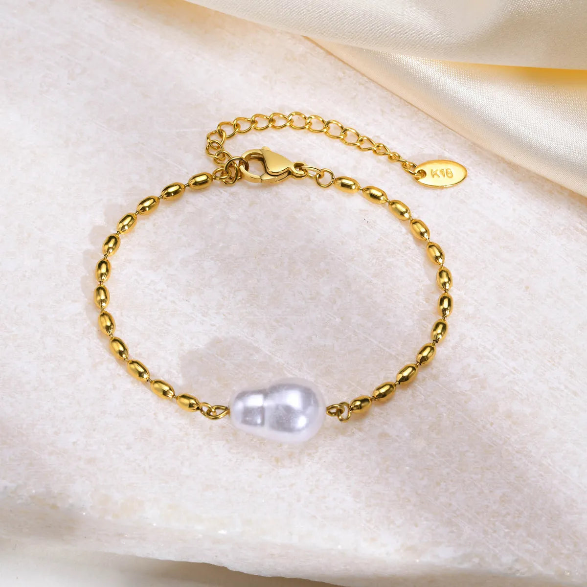 304 Stainless Steel 18K Gold Plated Casual Elegant Classic Style Plating Pearl Bracelets Necklace