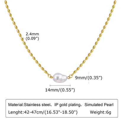 304 Stainless Steel 18K Gold Plated Casual Elegant Classic Style Plating Pearl Bracelets Necklace