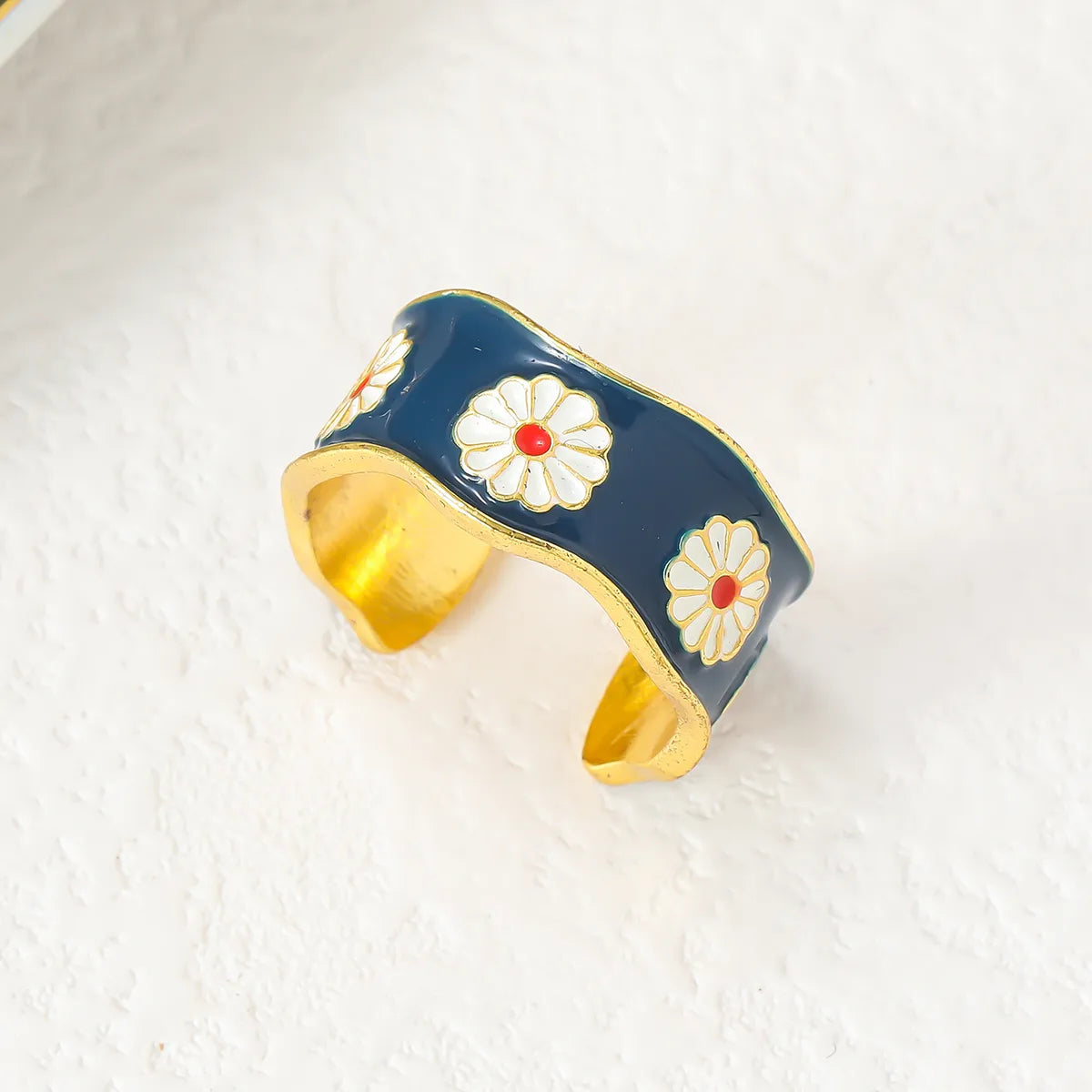 Casual Elegant Flower Alloy Enamel Women'S Open Rings