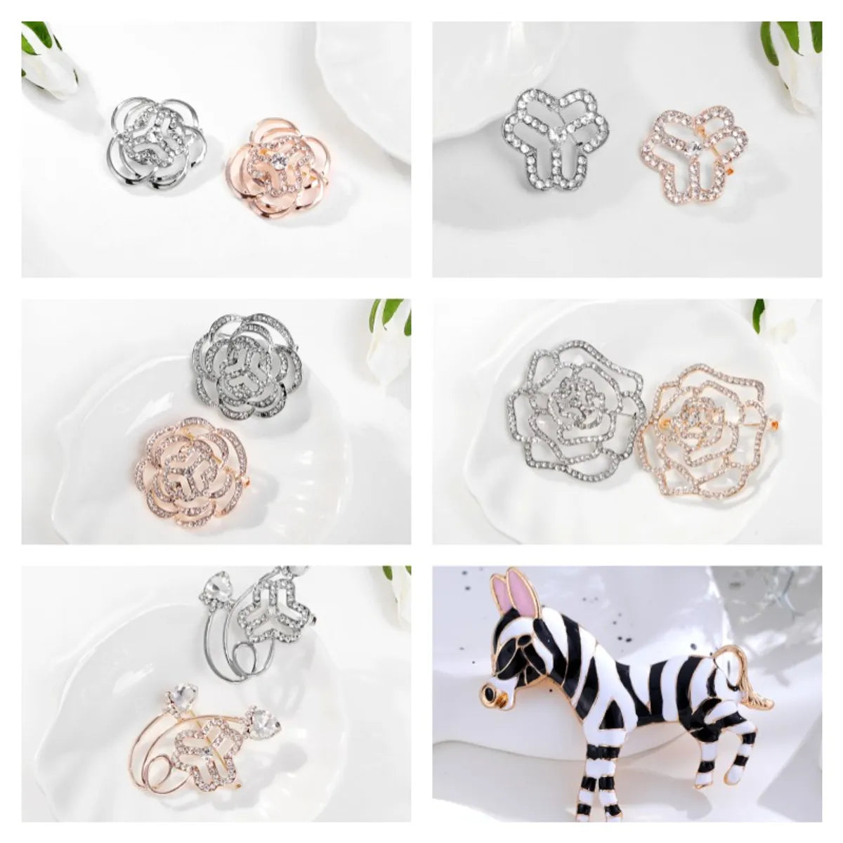 Casual Elegant Flower Alloy Inlay Rhinestones Women'S Brooches