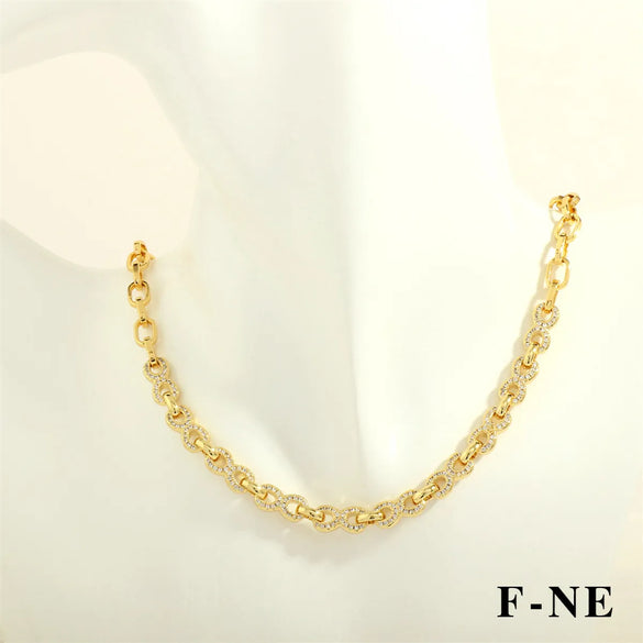 Casual Elegant Geometric Copper Zircon Bracelets Necklace 1 Piece
