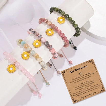 Casual Elegant Geometric Flower Natural Stone Wholesale Bracelets