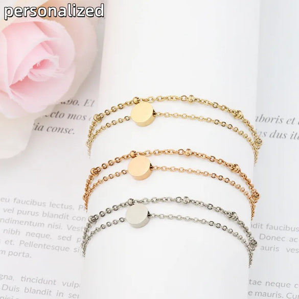 Casual Elegant Customization Laser Engraving Heart Shape 304 Stainless Steel Box Chain Chain & Link Bracelets Wholesale