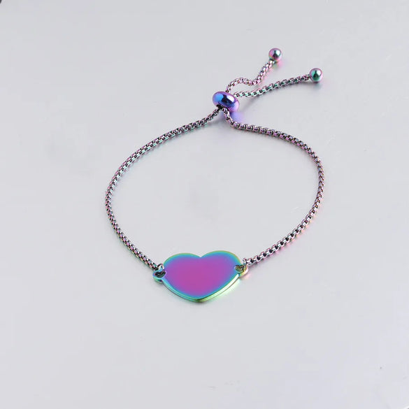 Casual Elegant Customization Laser Engraving Heart Shape 304 Stainless Steel Box Chain Chain & Link Bracelets Wholesale