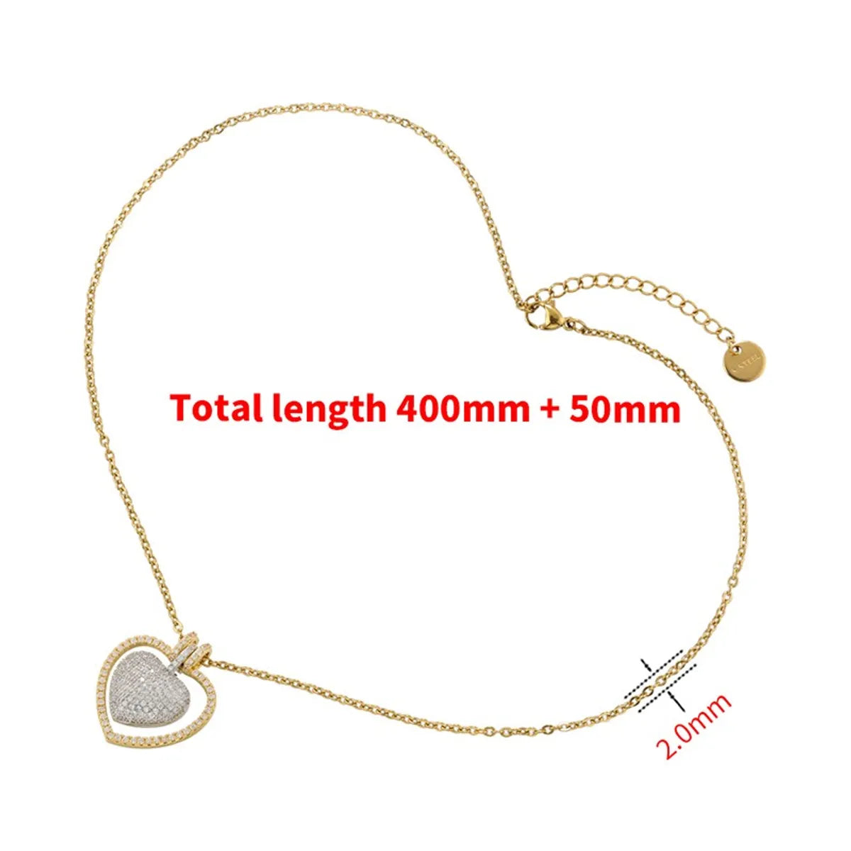 Casual Elegant Heart Shape Copper Plating Inlay Zircon 18k Gold Plated Necklace