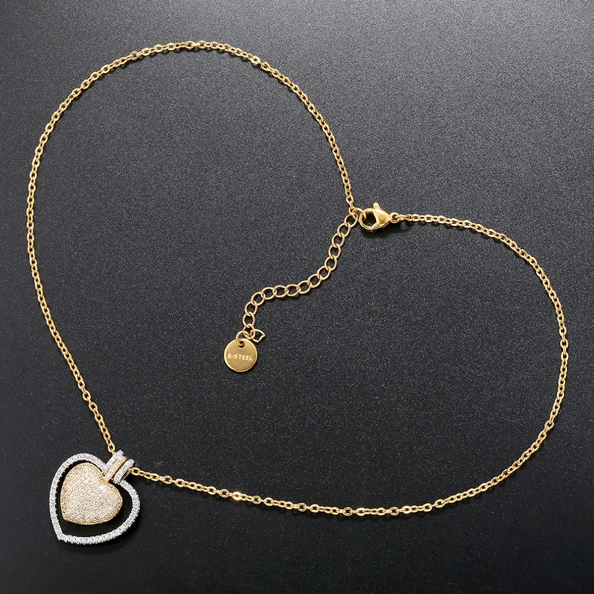 Casual Elegant Heart Shape Copper Plating Inlay Zircon 18k Gold Plated Necklace