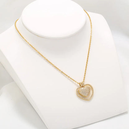 Casual Elegant Heart Shape Copper Plating Inlay Zircon 18k Gold Plated Necklace