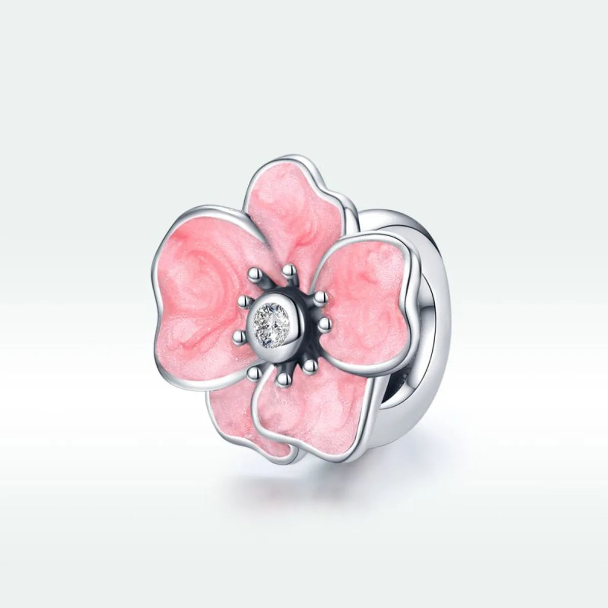 Casual Elegant Heart Shape Flower Sterling Silver Inlay Glass Zircon Jewelry Accessories