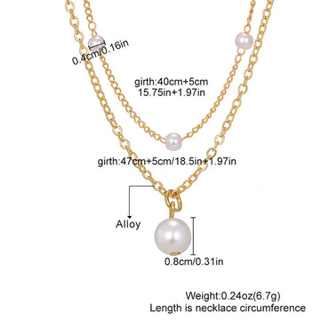 Casual Elegant Lady Geometric Alloy Plastic Layered Women'S Double Layer Necklaces Pendant Necklace