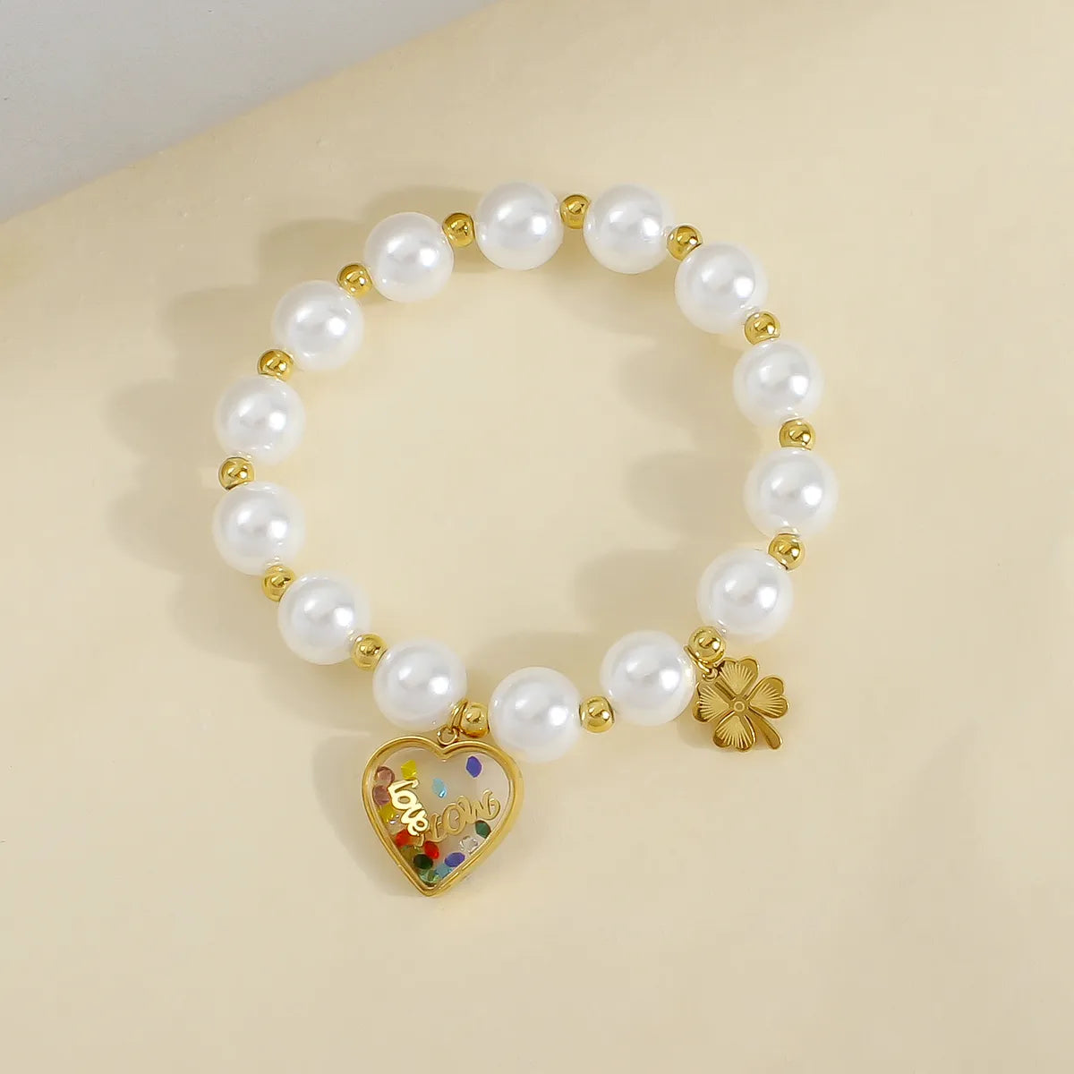 Casual Elegant Luxurious Heart Shape Flower Imitation Pearl Wholesale Bracelets