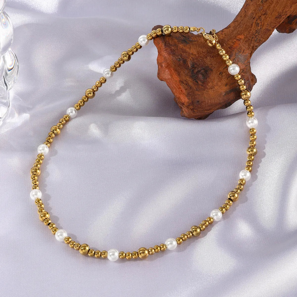 Casual Elegant Luxurious Round 302 Stainless Steel Imitation Pearl Wholesale Necklace