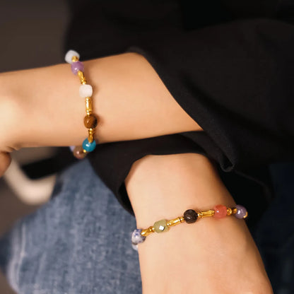 Casual Elegant Modern Style Geometric Agate Titanium Steel 18K Gold Plated Bracelets In Bulk