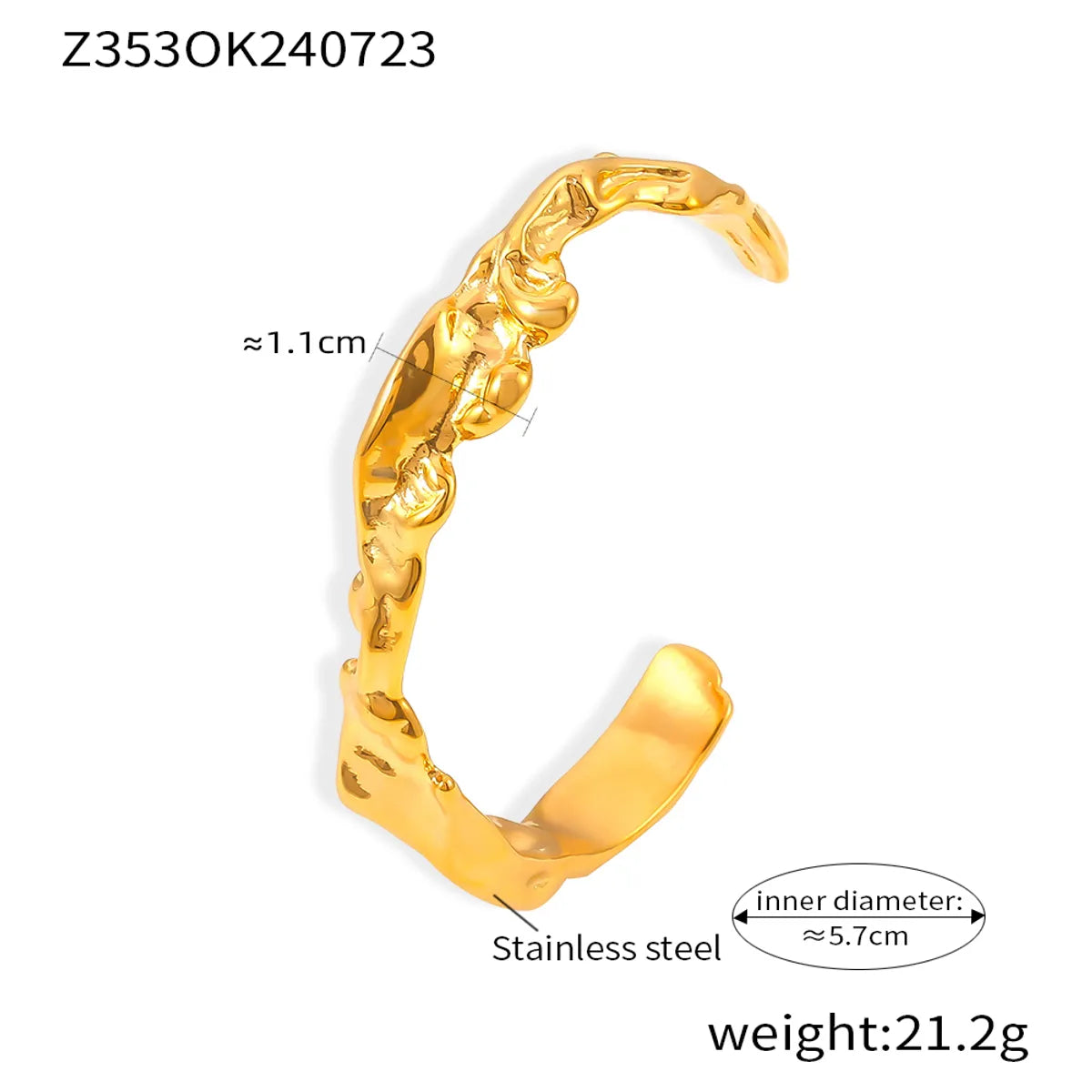 Casual Elegant Modern Style Waves 316 Stainless Steel  18K Gold Plated Bangle In Bulk