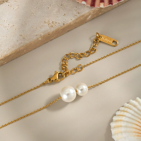 Casual Elegant O Shaped Chain Stainless Steel Imitation Pearl Necklace With Electroplating