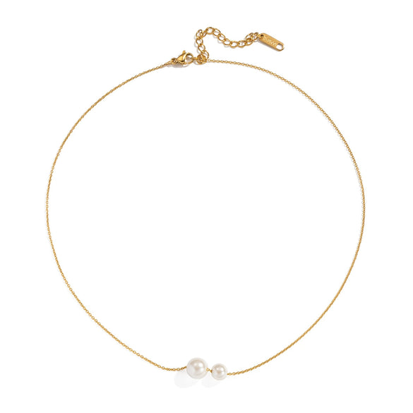 Casual Elegant O Shaped Chain Stainless Steel Imitation Pearl Necklace With Electroplating