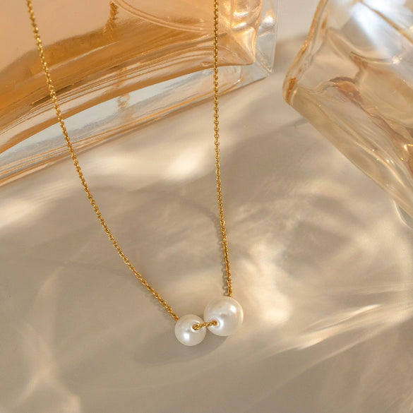 Casual Elegant O Shaped Chain Stainless Steel Imitation Pearl Necklace With Electroplating