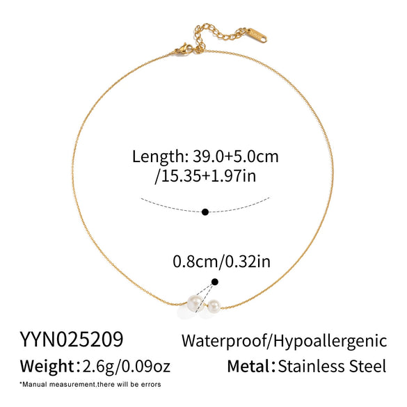 Casual Elegant O Shaped Chain Stainless Steel Imitation Pearl Necklace With Electroplating