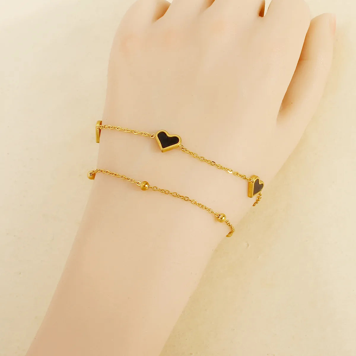 Casual Elegant Romantic Heart Shape 304 Stainless Steel 18K Gold Plated Bracelets In Bulk