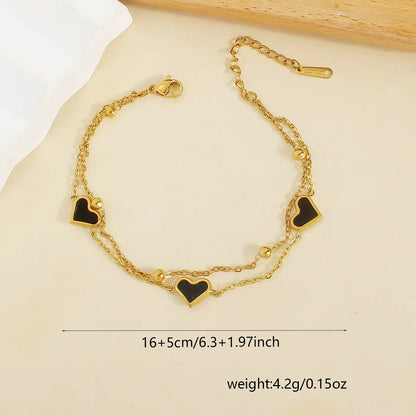 Casual Elegant Romantic Heart Shape 304 Stainless Steel 18K Gold Plated Bracelets In Bulk