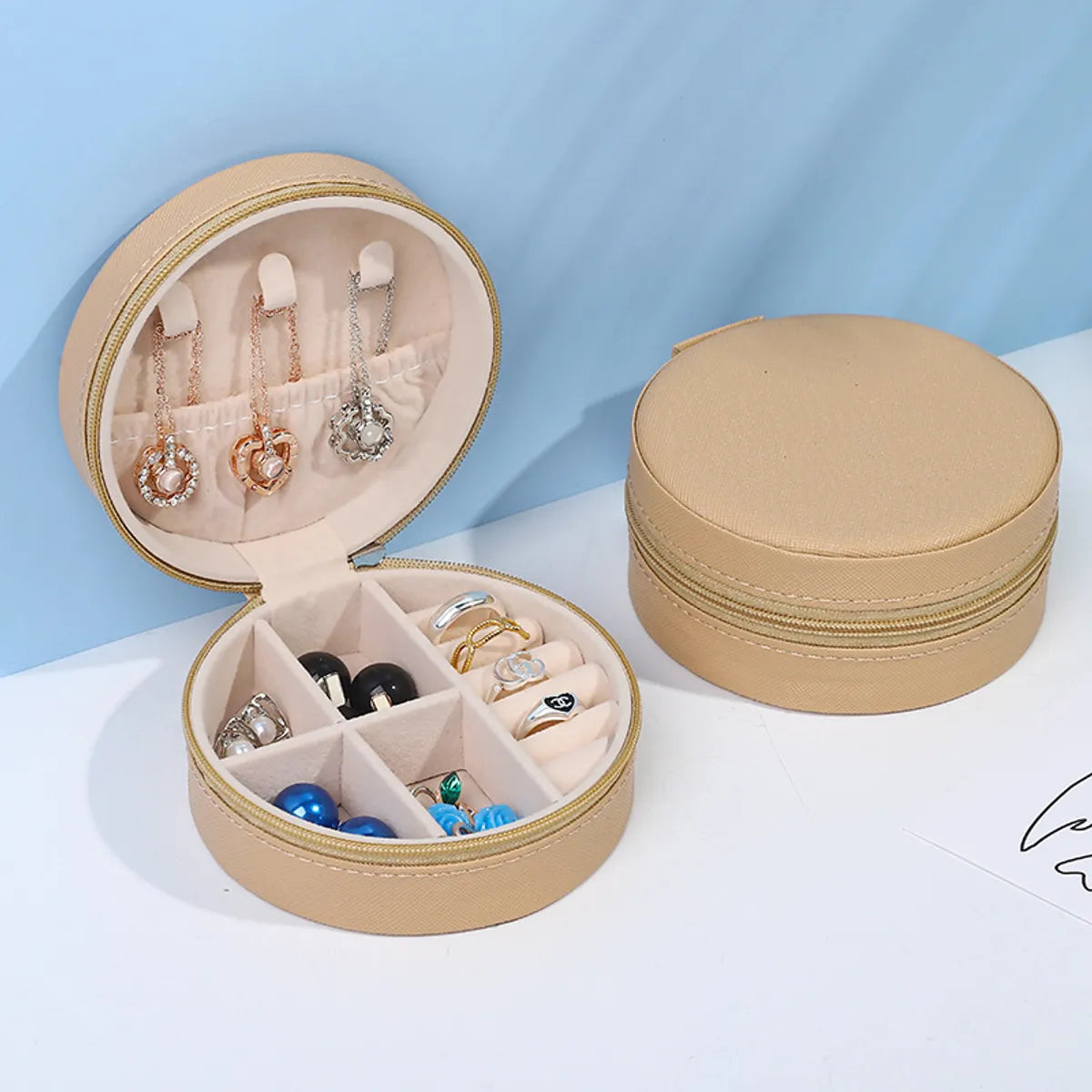 Casual Elegant Round Solid Color Pvc Jewelry Boxes