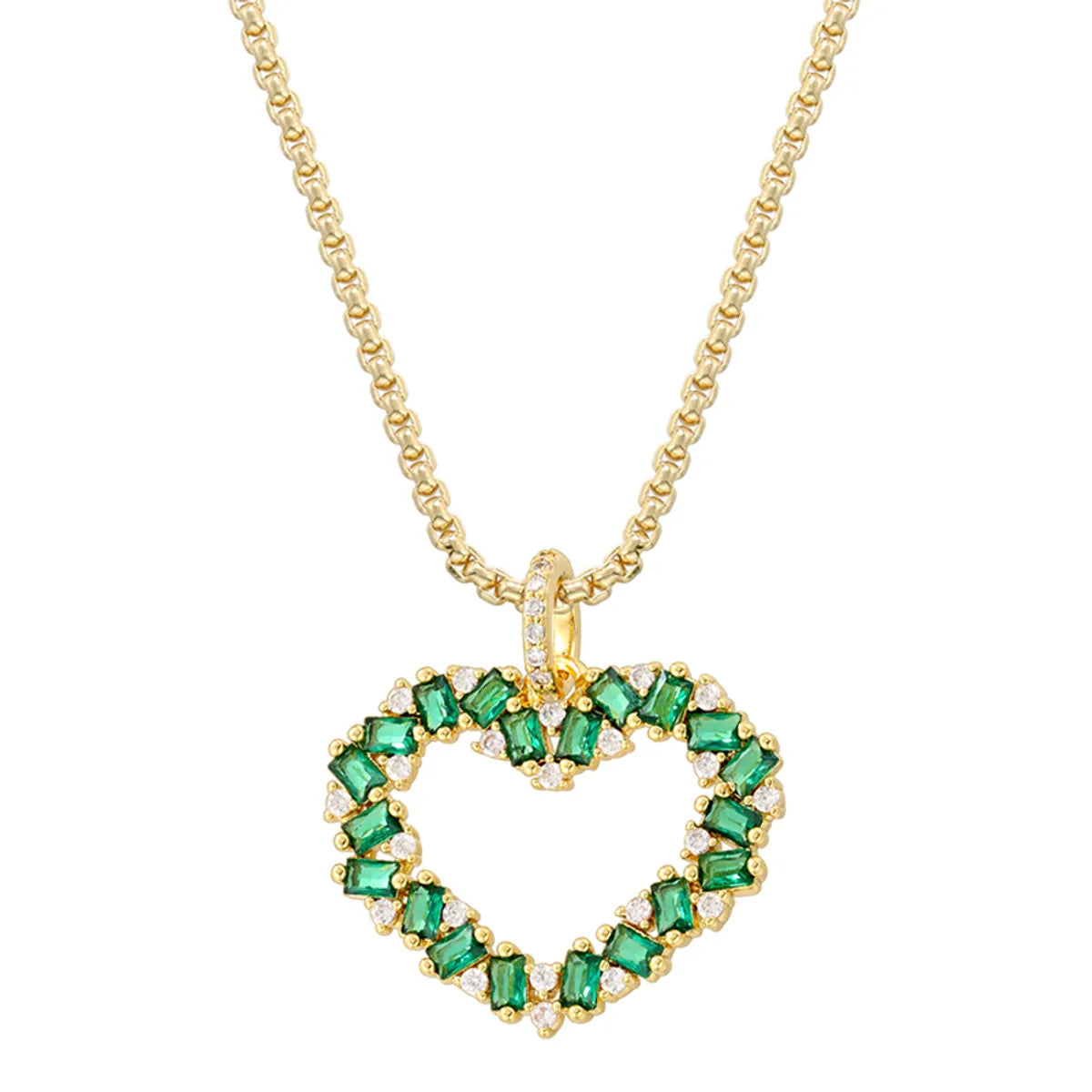 Casual Elegant Shiny Heart Shape Brass Inlay Zircon 18K Gold Plated Women'S Pendant Necklace