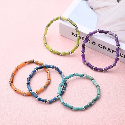 Casual Elegant Simple Style Asymmetrical Irregular Marble Natural Stone Glass Wholesale Bracelet