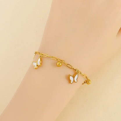 Casual Elegant Simple Style Butterfly 304 Stainless Steel 18K Gold Plated Shell Bracelets In Bulk