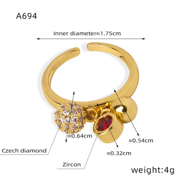 Casual Elegant Simple Style Geometric Copper Plating Inlay Artificial Diamond Zircon 18k Gold Plated Rings