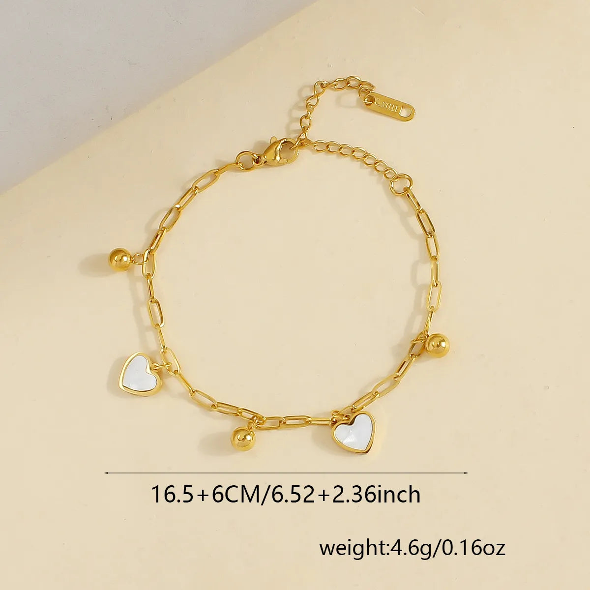 Casual Elegant Simple Style Heart Shape 304 Stainless Steel Shell 18K Gold Plated Bracelets In Bulk