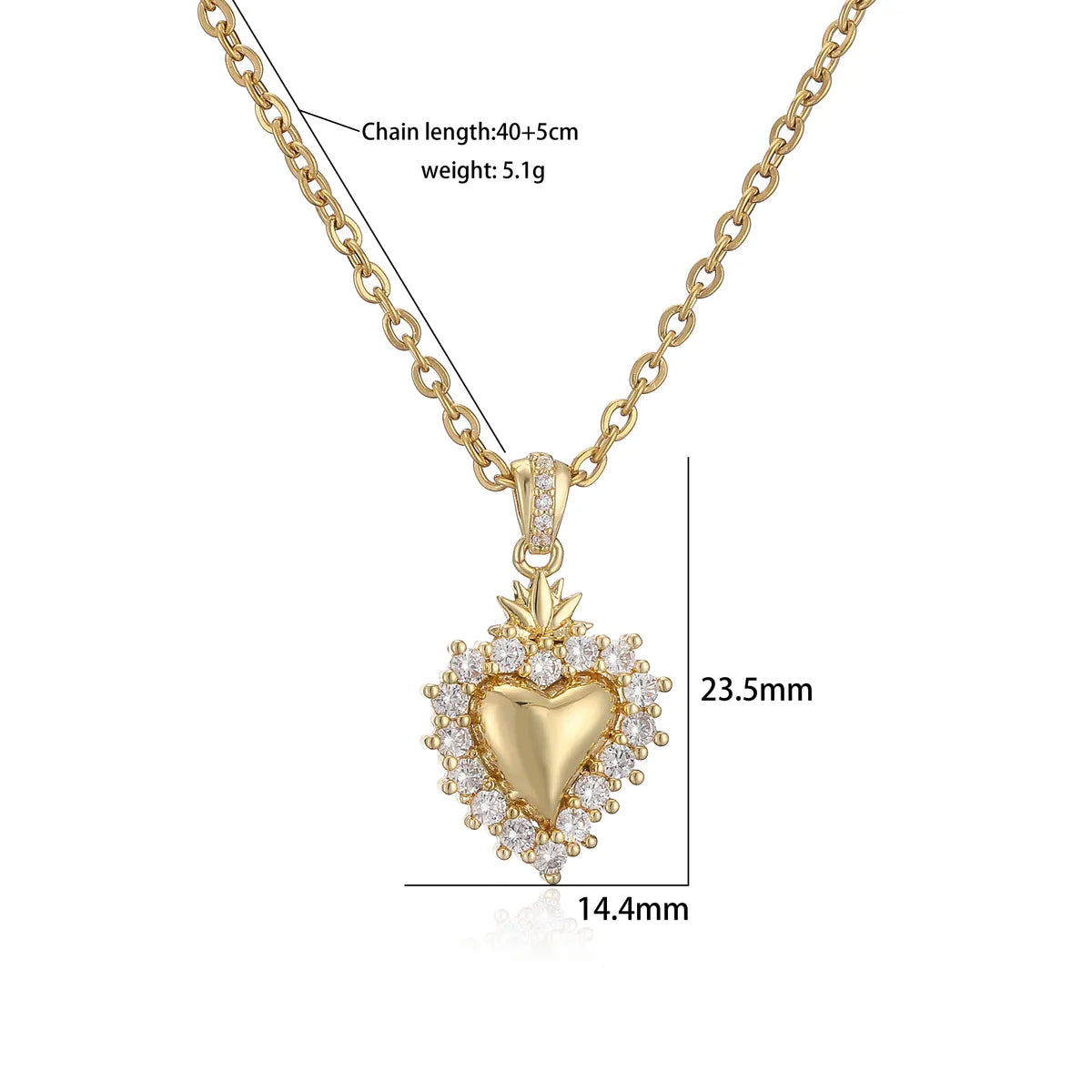 Casual Elegant Simple Style Heart Shape Copper Plating Inlay Zircon 18k Gold Plated Earrings Necklace