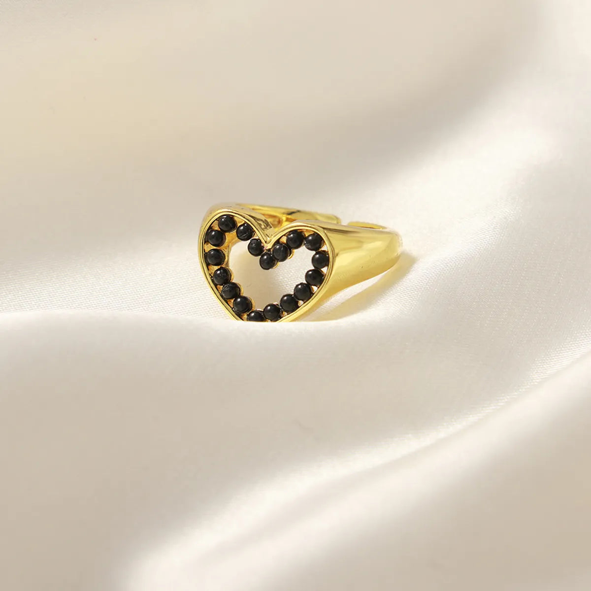 Casual Elegant Simple Style Heart Shape Imitation Pearl Copper Plating 18k Gold Plated Unisex Open Rings