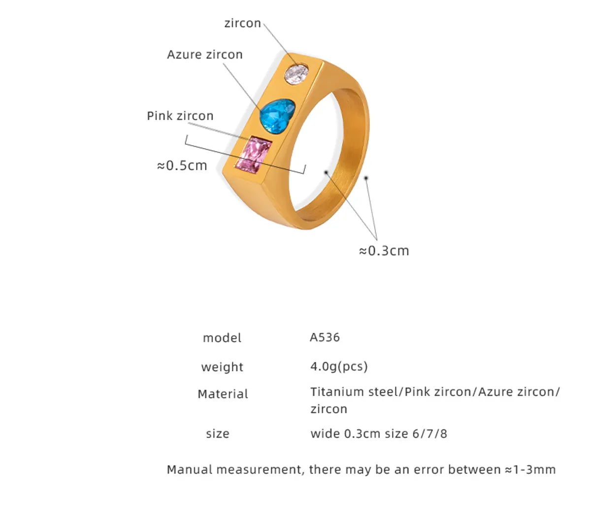 Wholesale Jewelry Casual Elegant Simple Style Heart Shape Titanium Steel Zircon 18K Gold Plated Plating Inlay Rings